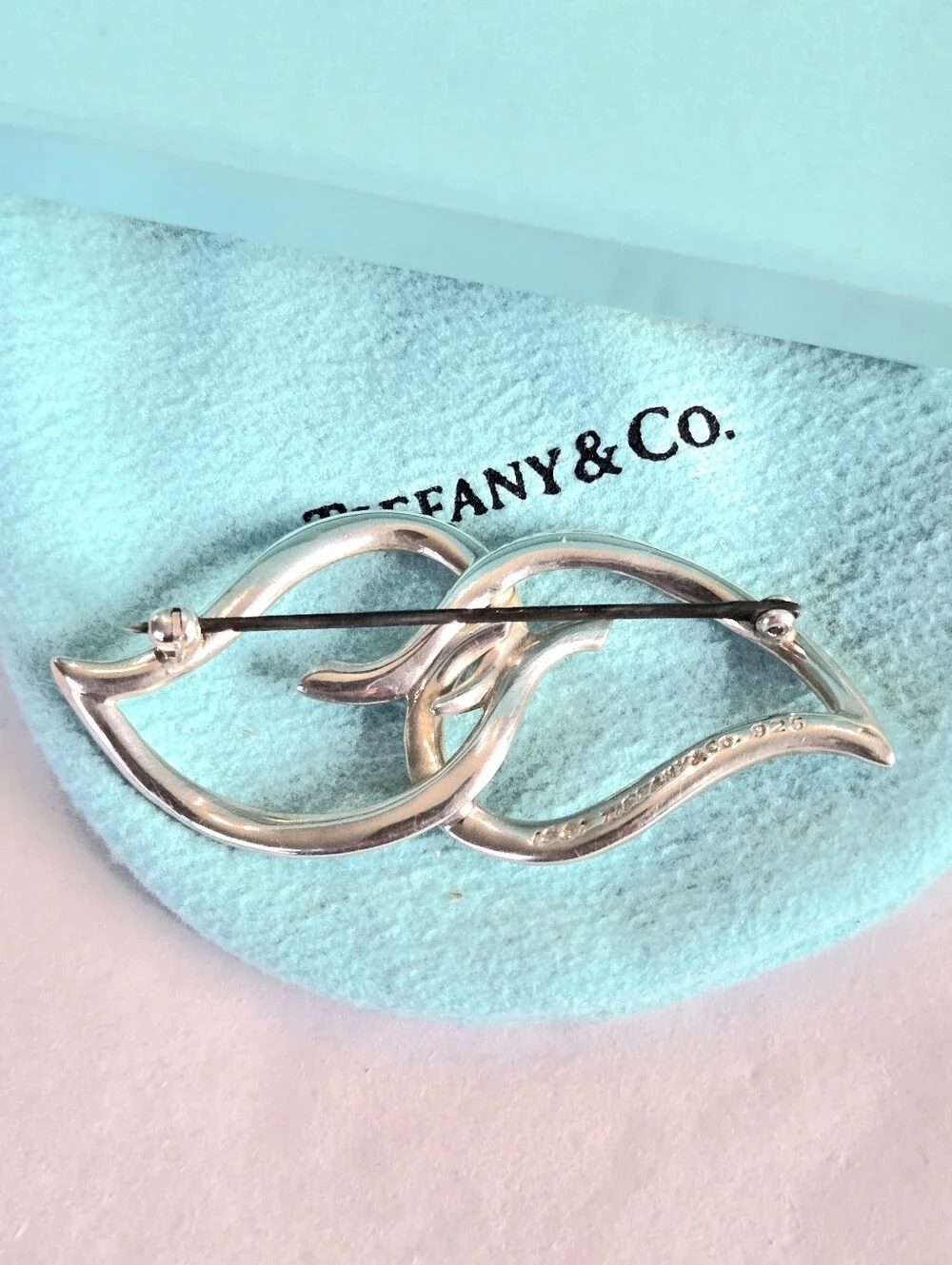 #160 - Tiffany & Co. Double Leaf Brooch, Sterling Silver 925